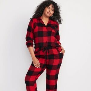 NEW Old Navy Flannel Pajamas Set Red Black Plaid Size XXL (16-18) Warm Pj’s NWT